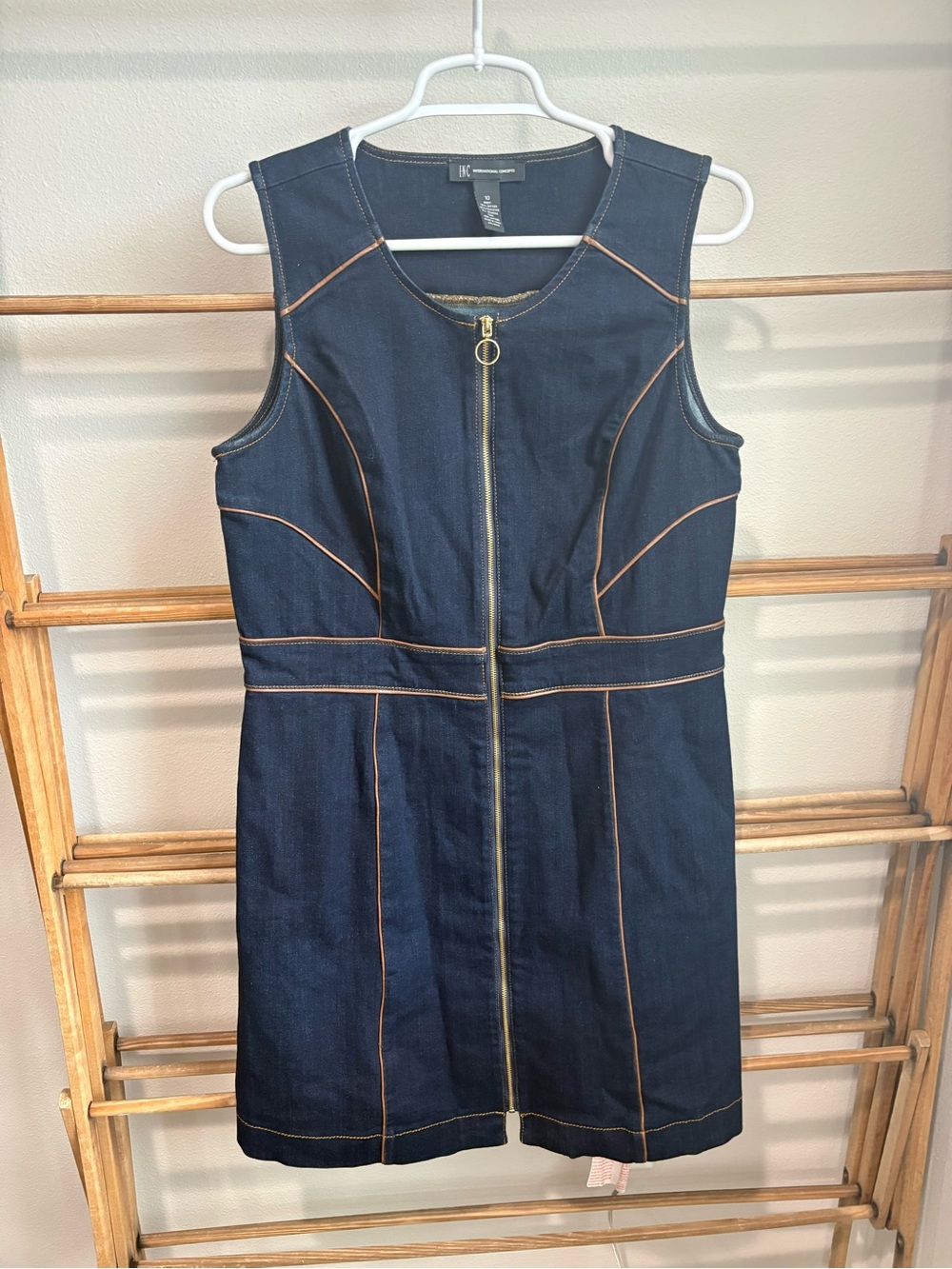 INC International Concepts sleeveless denim shift dress